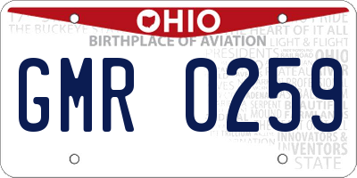OH license plate GMR0259