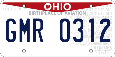 OH license plate GMR0312