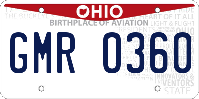 OH license plate GMR0360
