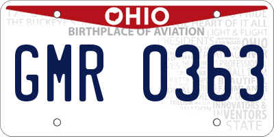 OH license plate GMR0363