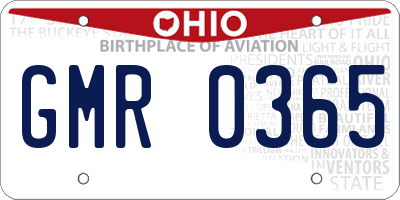 OH license plate GMR0365