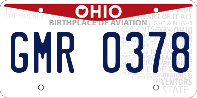 OH license plate GMR0378