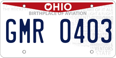 OH license plate GMR0403