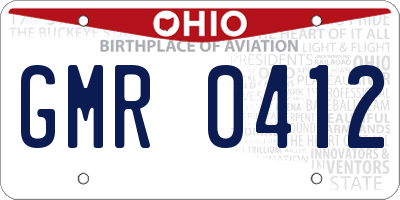 OH license plate GMR0412