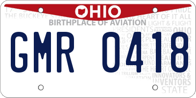 OH license plate GMR0418