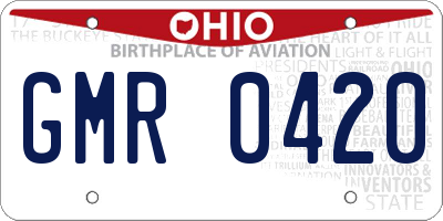 OH license plate GMR0420