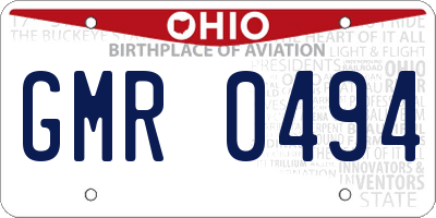 OH license plate GMR0494