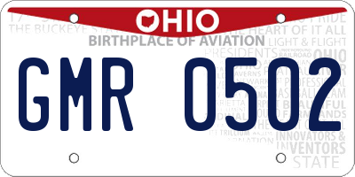 OH license plate GMR0502