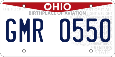 OH license plate GMR0550