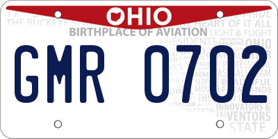 OH license plate GMR0702