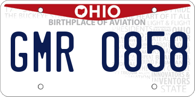 OH license plate GMR0858