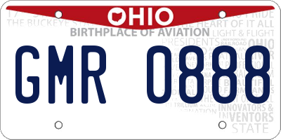 OH license plate GMR0888