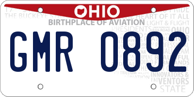 OH license plate GMR0892