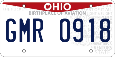 OH license plate GMR0918