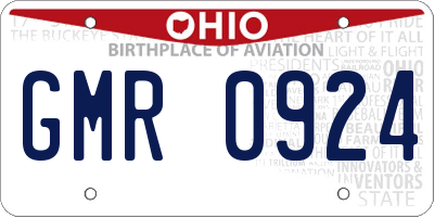 OH license plate GMR0924