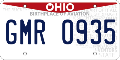 OH license plate GMR0935