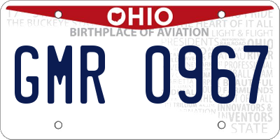 OH license plate GMR0967