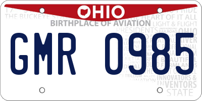 OH license plate GMR0985