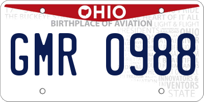 OH license plate GMR0988