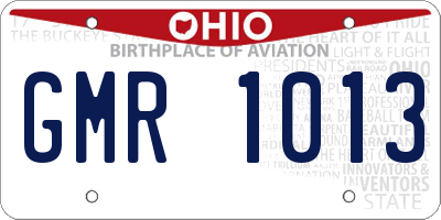 OH license plate GMR1013