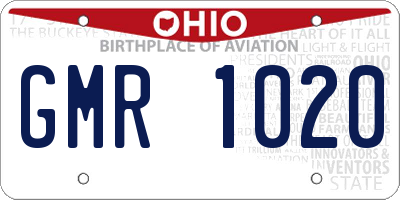OH license plate GMR1020