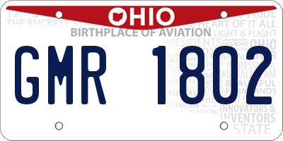 OH license plate GMR1802