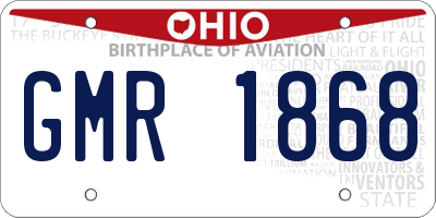 OH license plate GMR1868