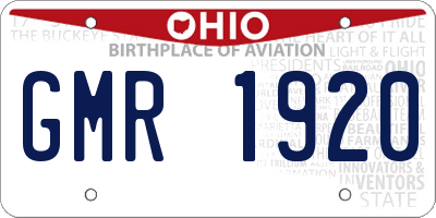 OH license plate GMR1920