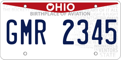 OH license plate GMR2345