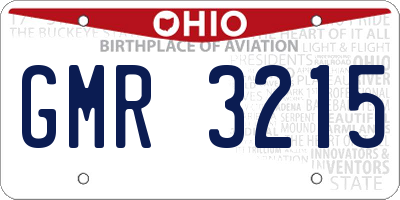 OH license plate GMR3215
