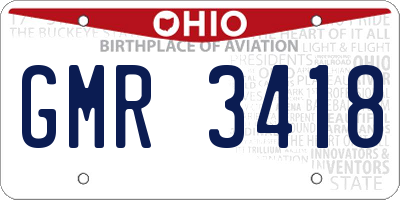 OH license plate GMR3418