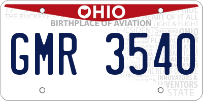 OH license plate GMR3540
