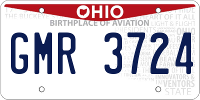 OH license plate GMR3724