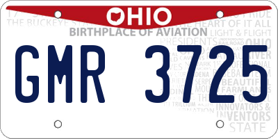 OH license plate GMR3725