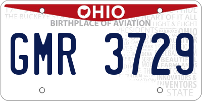 OH license plate GMR3729