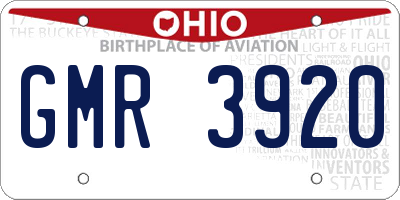 OH license plate GMR3920