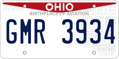 OH license plate GMR3934