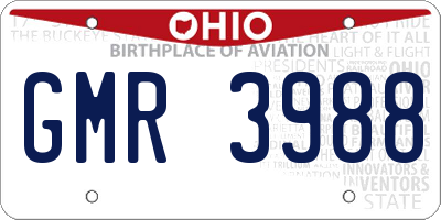 OH license plate GMR3988