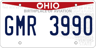 OH license plate GMR3990