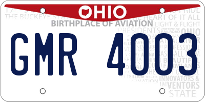 OH license plate GMR4003