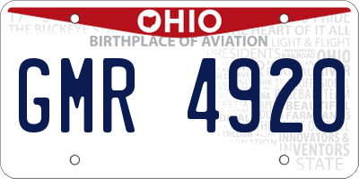 OH license plate GMR4920