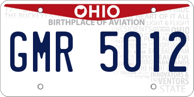 OH license plate GMR5012