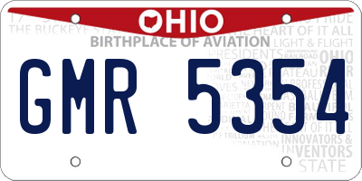 OH license plate GMR5354
