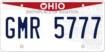 OH license plate GMR5777