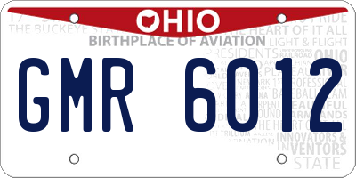 OH license plate GMR6012