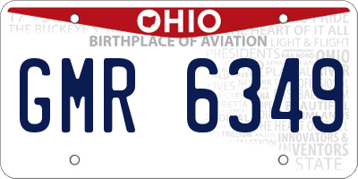 OH license plate GMR6349