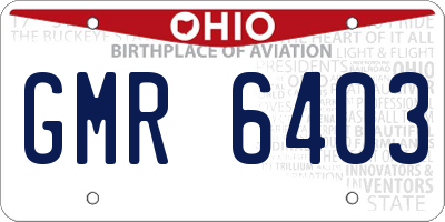 OH license plate GMR6403