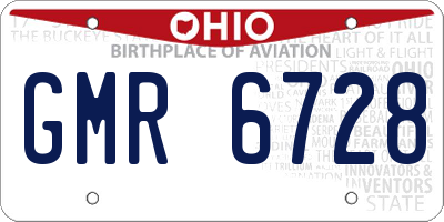 OH license plate GMR6728