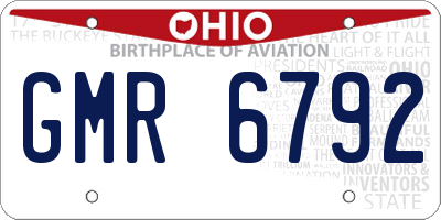 OH license plate GMR6792