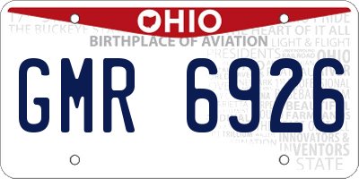 OH license plate GMR6926